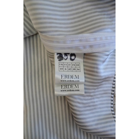 ERDEM Grey White Gold Cuff Link FLORINN Pin-Stripe Satin Blouse 6 US 10 42 38 36 - Picture 12 of 12